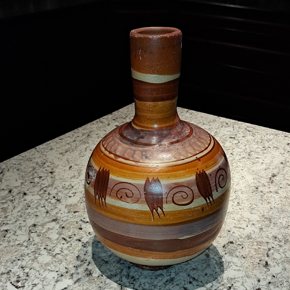 Vintage Tonajá Mexican Pottery Water Jug 12.5" Tall 1950s